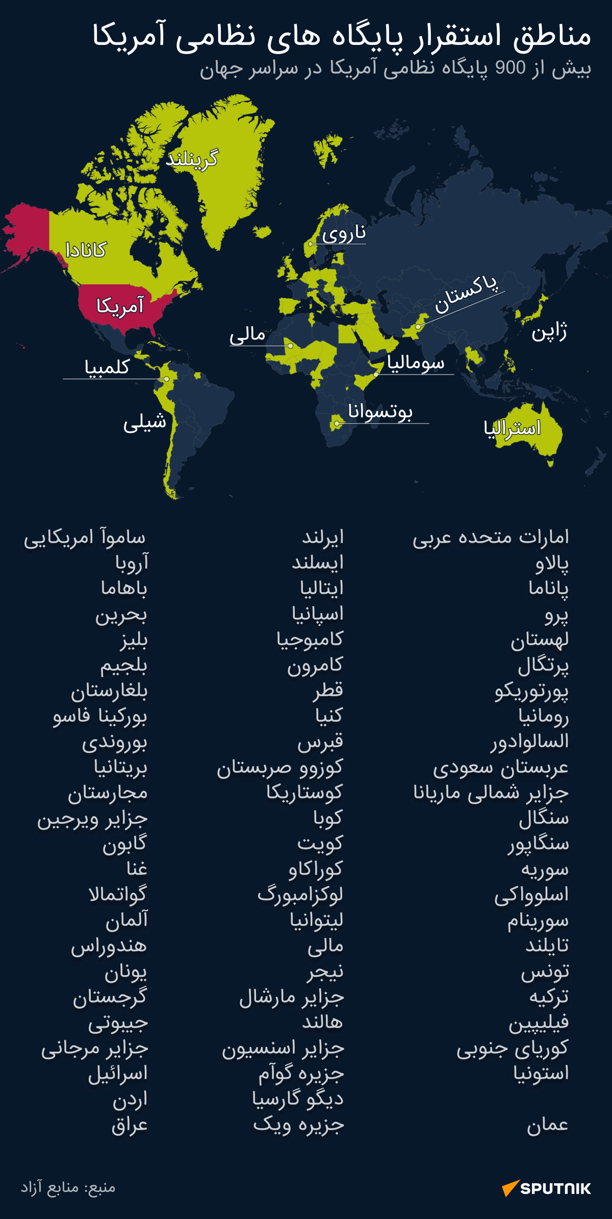 پایگاه های نظامی آمریکا در کشورهای مختلف جهان - اسپوتنیک افغانستان  