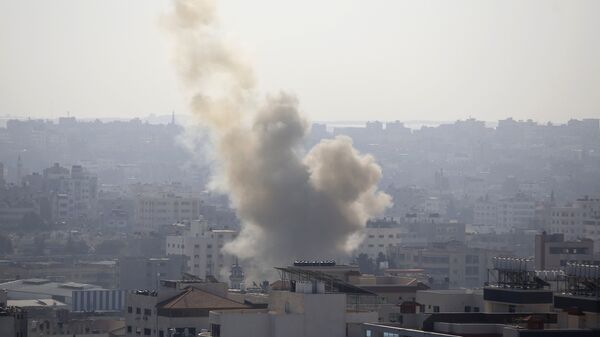 Дым над сектором Газа после ударов израильской армии - اسپوتنیک افغانستان  