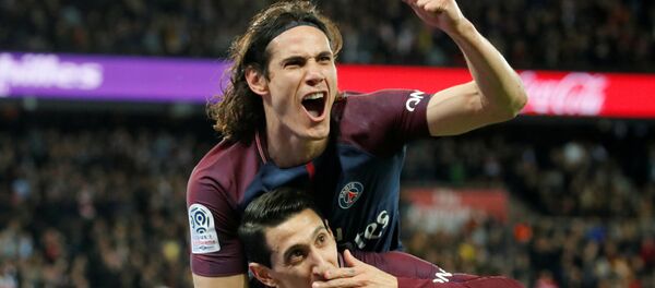 آنخل دیماریا بازیکن آرجانیتی پیاسجی Paris Saint-Germain (PSG) oyuncusu Angel Di Maria (üstte) ve Edinson Cavani gol sevinci yaşarken آنخل دیماریا بازیکن آرجانیتی پیاسجی Paris Saint-Germain (PSG) oyuncusu Angel Di Maria (üstte) ve Edinson Cavani gol sevinci yaşarken - اسپوتنیک افغانستان