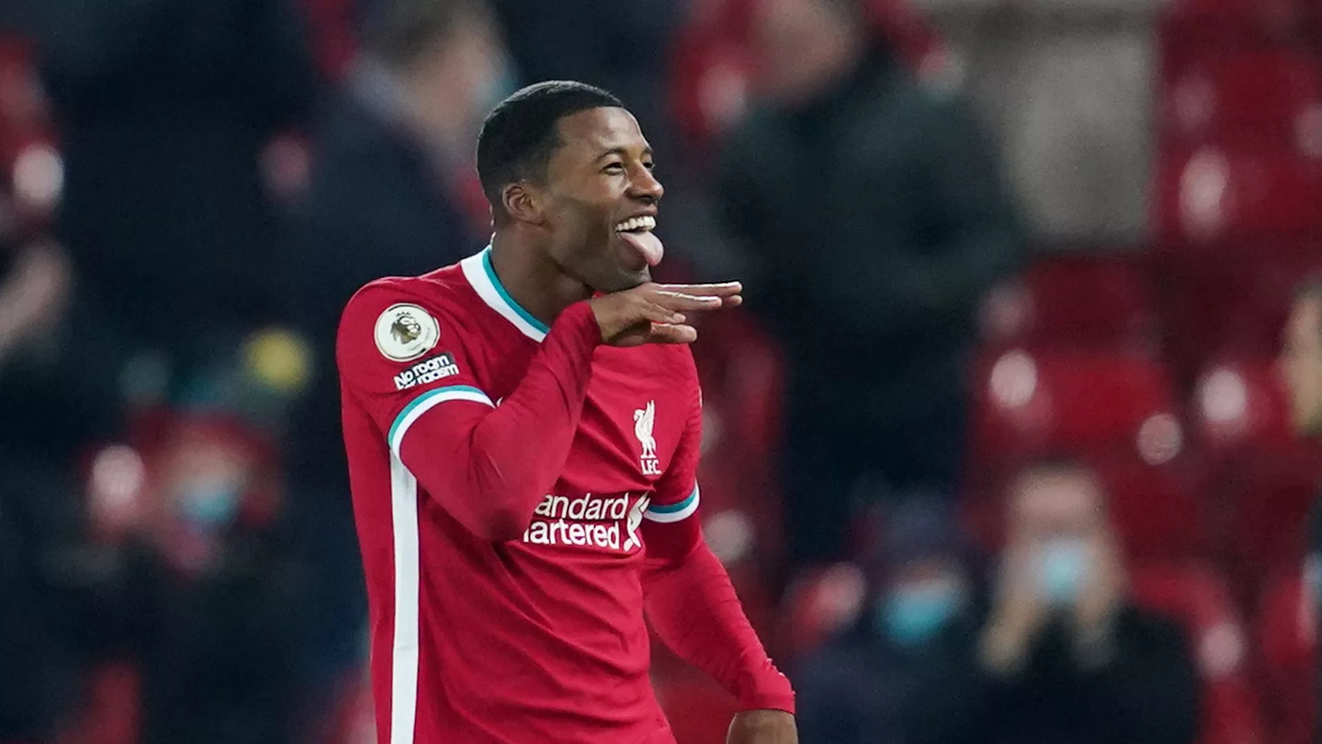 Soccer Football - Premier League - Liverpool v Wolverhampton Wanderers - Anfield, Liverpool, Britain - December 6, 2020 Liverpool's Georginio Wijnaldum celebrates scoring their second goal