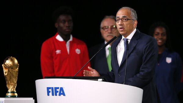 Carlos Cordeiro, the president of the United States Soccer Federation speaks at the FIFA congress on the eve of the opener of the 2018 soccer World Cup in Moscow - اسپوتنیک افغانستان  