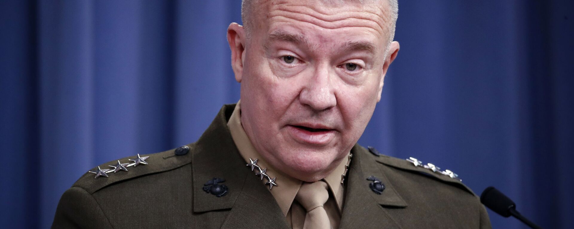 In this April1 14, 2018, file photo, then-Marine Lt. Gen. Kenneth Frank McKenzie speaks during a media availability at the Pentagon in Washington. McKenzie, the Marine general overseeing the U.S. war effort in Afghanistan says the Islamic State affiliate there has hopes of attacking the U.S. homeland. But McKenzie says the extremist group’s aspirations are being frustrated by American counterterrorism operations in its strongholds in northeastern Afghanistan.  - اسپوتنیک افغانستان  , 1920, 10.09.2023