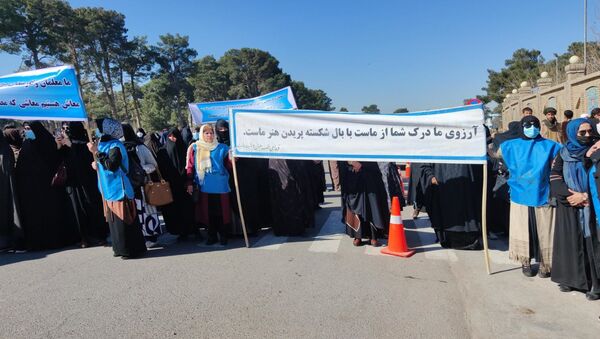 آموزگاران در هرات: گدا نیستیم و حق قانونی خود را می‌خواهیم - اسپوتنیک افغانستان  