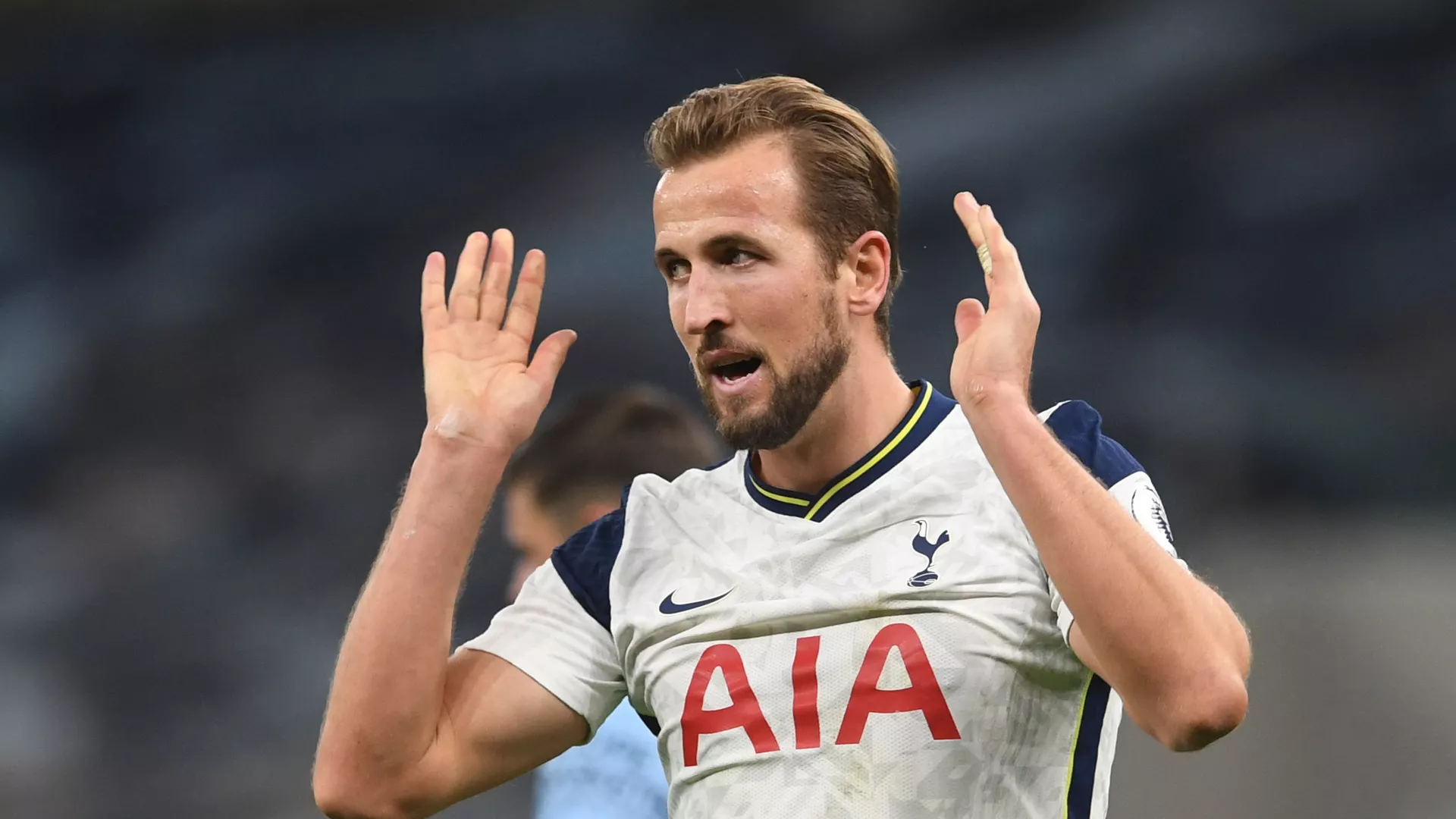 هری کین بازیکن تاتنهام    Premier League - Tottenham Hotspur v West Ham United - Tottenham Hotspur Stadium, London, Britain - October 18, 2020 Tottenham Hotspur's Harry Kane reacts after a missed chance