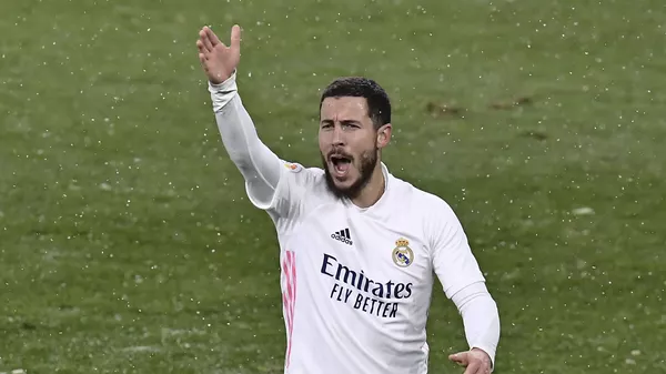 Real Madrid's Eden Hazard protests during a Spanish La Liga soccer match - اسپوتنیک افغانستان  