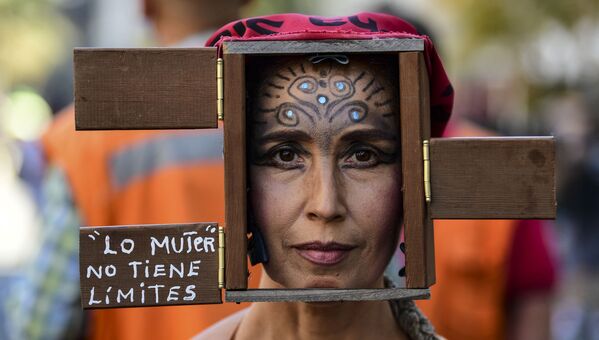رژه به مناسبت روز جهانی زن در چیلی. - اسپوتنیک افغانستان  