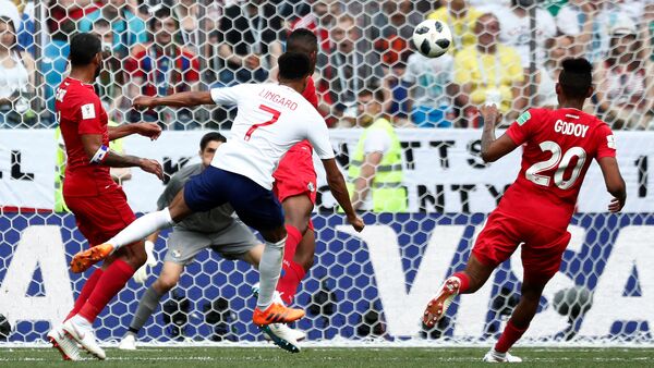 Soccer Football - World Cup - Group G - England vs Panama - Nizhny Novgorod Stadium, Nizhny Novgorod, Russia - June 24, 2018 England's Jesse Lingard scores their third goal  - اسپوتنیک افغانستان  