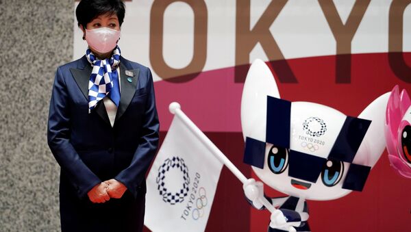 Мэр Токио Юрико Коикэ на мероприятии по случаю 100 дней до Олийписких игр в Токио  - اسپوتنیک افغانستان  