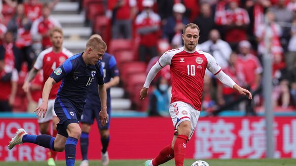 Датский футболист Кристиан Эриксен во время матча с Финляндией - اسپوتنیک افغانستان  
