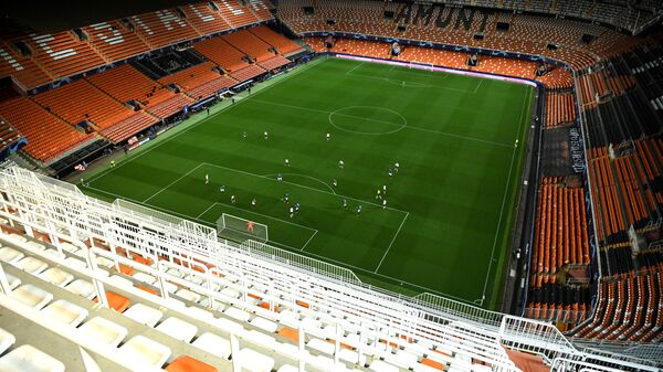 Soccer Football - Champions League - Round of 16 Second Leg - Valencia v Atalanta - Mestalla, Valencia, Spain - March 10, 2020  General view in the empty stadium as the match is played behind closed doors as the number of coronavirus cases grow around the world   - اسپوتنیک افغانستان  