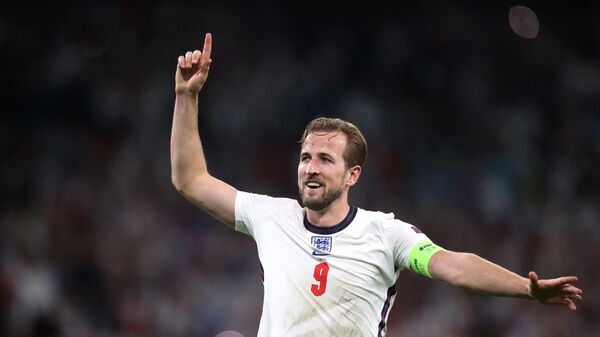 Wembley Stadium, London, Britain - July 7, 2021 England's Harry Kane celebrates after the match - اسپوتنیک افغانستان  