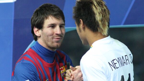 Messi and Neymar shake hands - اسپوتنیک افغانستان  