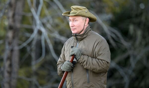 پیاده روی رئیس  جمهور روسیه در تایگا جنگل های سیبریا. - اسپوتنیک افغانستان  