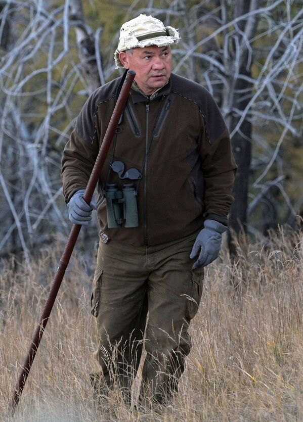 وزیر دفاع روسیه هنگام پیاده روی در تایگا. - اسپوتنیک افغانستان  