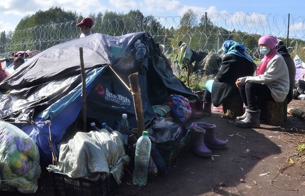 پناهجویان افغان گرفتار در مرز بلاروس و لهستان  - اسپوتنیک افغانستان  