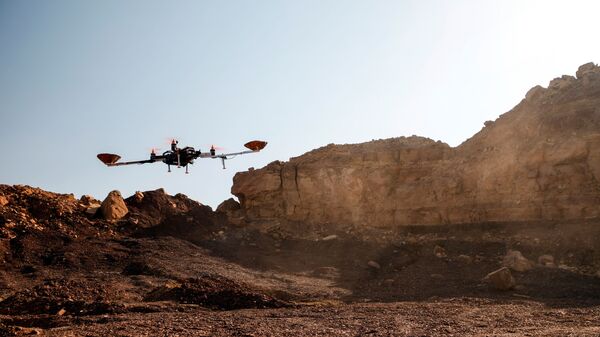 Дрон в демонстрации эксперимента по моделированию полета на Марс в пустыне Негев, Израиль - اسپوتنیک افغانستان  