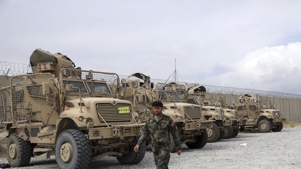 Американские бронемашины MRAP на базе Баграм в Афганистане, покинутой американскими военными  - اسپوتنیک افغانستان  