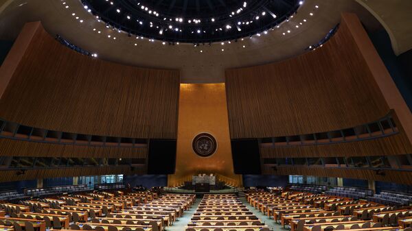 Пустой зал Генеральной Ассамблеи ООН - اسپوتنیک افغانستان  