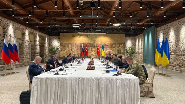 Перед началом российско-украинских переговоров во дворце Долмабахче в Стамбуле - اسپوتنیک افغانستان  