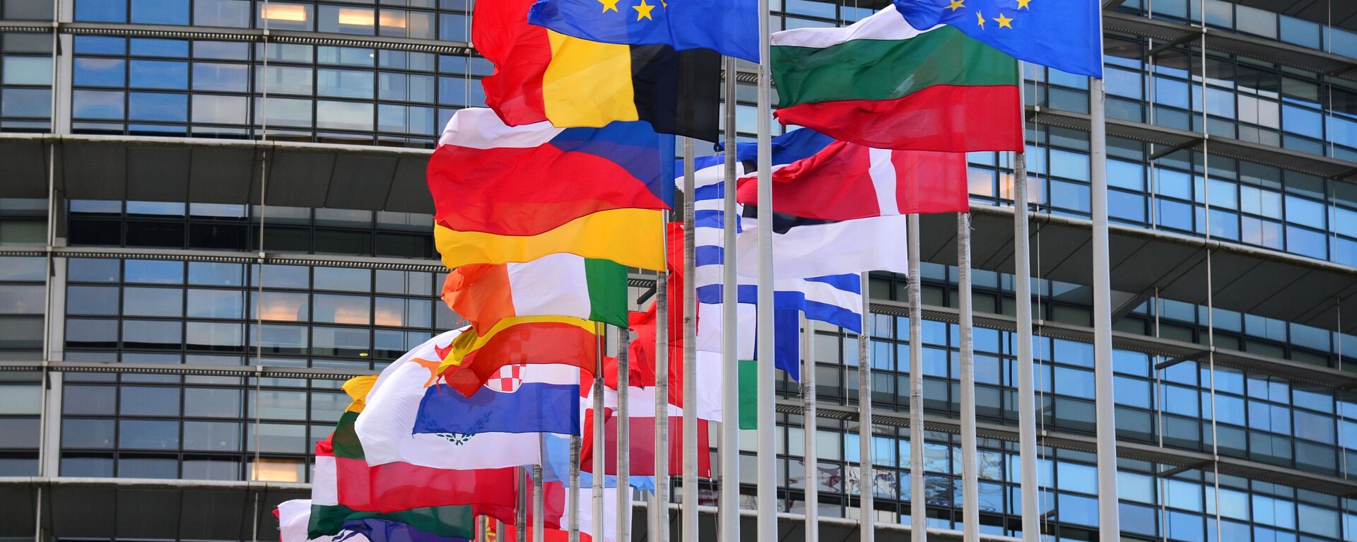 Флаги стран Евросоюза перед главным зданием Совета Европы в Страсбурге - اسپوتنیک افغانستان  , 1920, 08.11.2022