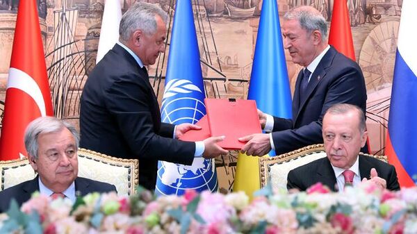 Подписание соглашения по экспорту зерна с Украины - اسپوتنیک افغانستان  