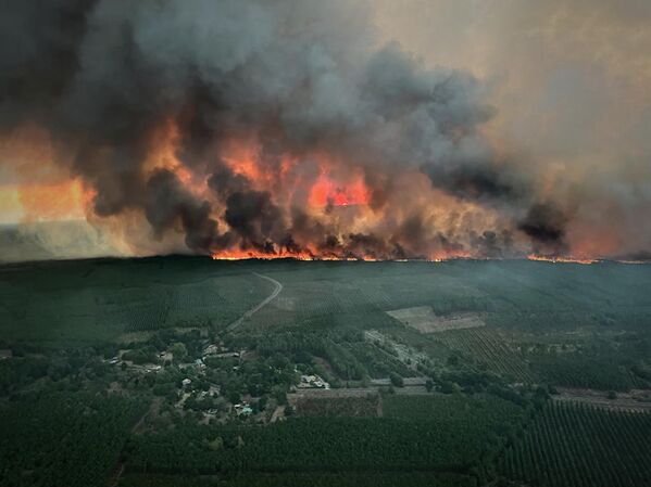 آتش سوزی جنگلی در نزدیکی Saint-Magne، در جنوب غربی فرانسه. - اسپوتنیک افغانستان  