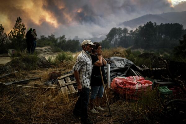 واکنش مردم محلی به تماشای پیشروی آتش‌سوزی در اورجایس کشور پرتغال - اسپوتنیک افغانستان  