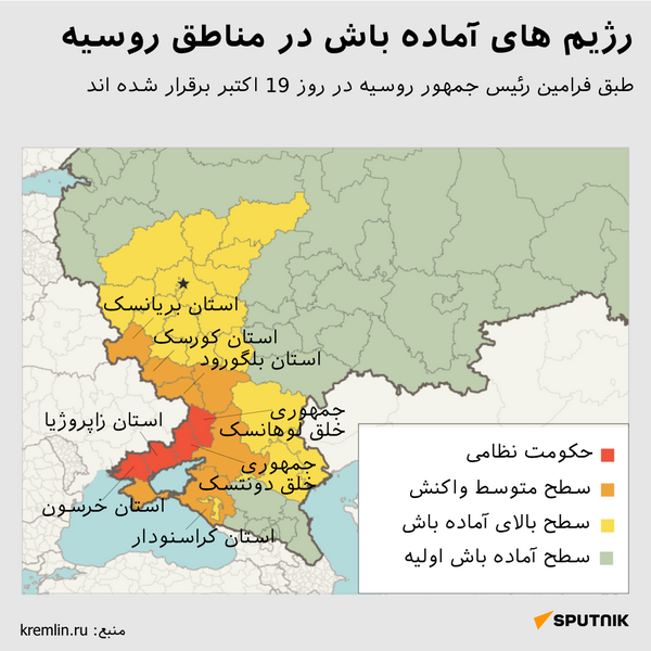 رژیم های آماده باش در مناطق روسیه - اسپوتنیک افغانستان  