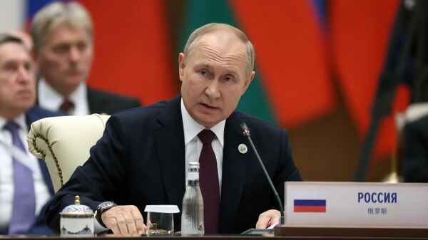 ولادیمیر پوتین، رئیس جمهور روسیه  در نشست سران کشورهای عضو سازمان همکاری شانگهای  - اسپوتنیک افغانستان  