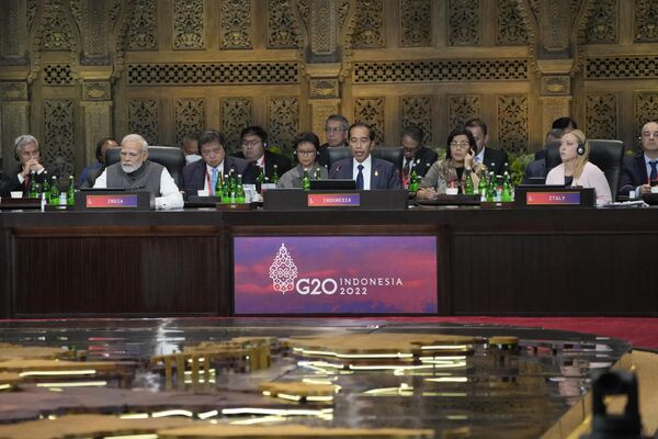 سخنرانی رئیس جمهور اندونزی جوکو ویدودو در جریان اجلاس سران گروه 20 در نوسا دوآ، بالی، اندونزیا.سه شنبه, 15 نوامبر 2022. - اسپوتنیک افغانستان  