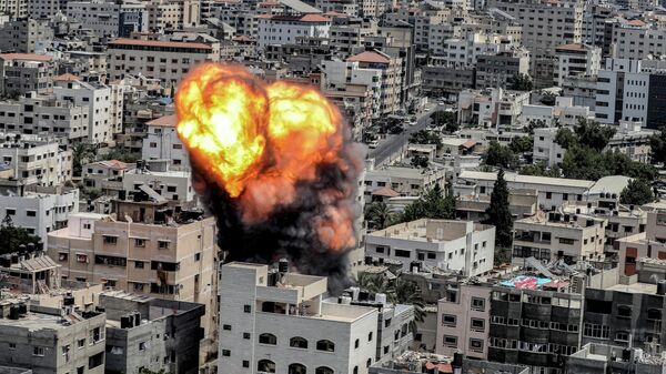 أثار قصف الطيران الحربي التابع للجيش الإسرائيلي على قطاع غزة، مدينة غزة 6 أغسطس 2022 - اسپوتنیک افغانستان  