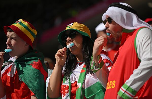 هواداران ولز پقص از بازی مرحله گروهی جام جهانی بین ولز و ایران. - اسپوتنیک افغانستان  