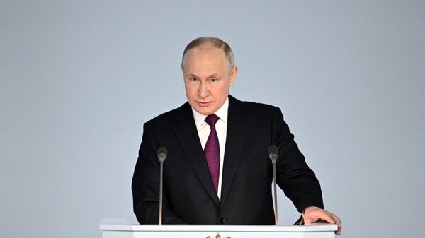 Президент РФ Владимир Путин выступает с ежегодным посланием Федеральному собранию - اسپوتنیک افغانستان  