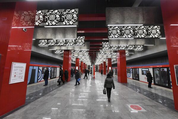 نمایی از ایستگاه جدید افتتاحیه Michurinsky Prospekt بزرگترین خط حلقوی مترو در مسکو، روسیه. - اسپوتنیک افغانستان  