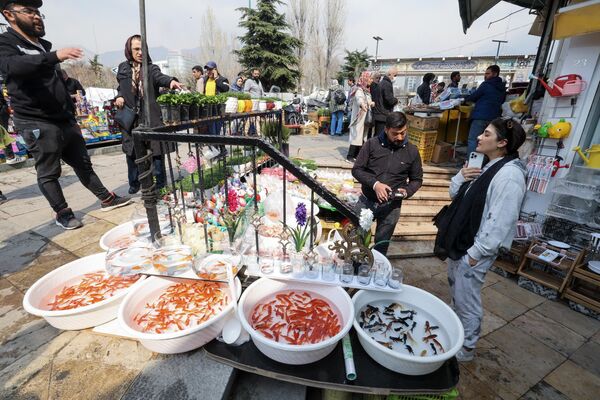 مردم  پیش از جشن سال نو نوروز، از بازاری در تهران خرید می کنند. - اسپوتنیک افغانستان  