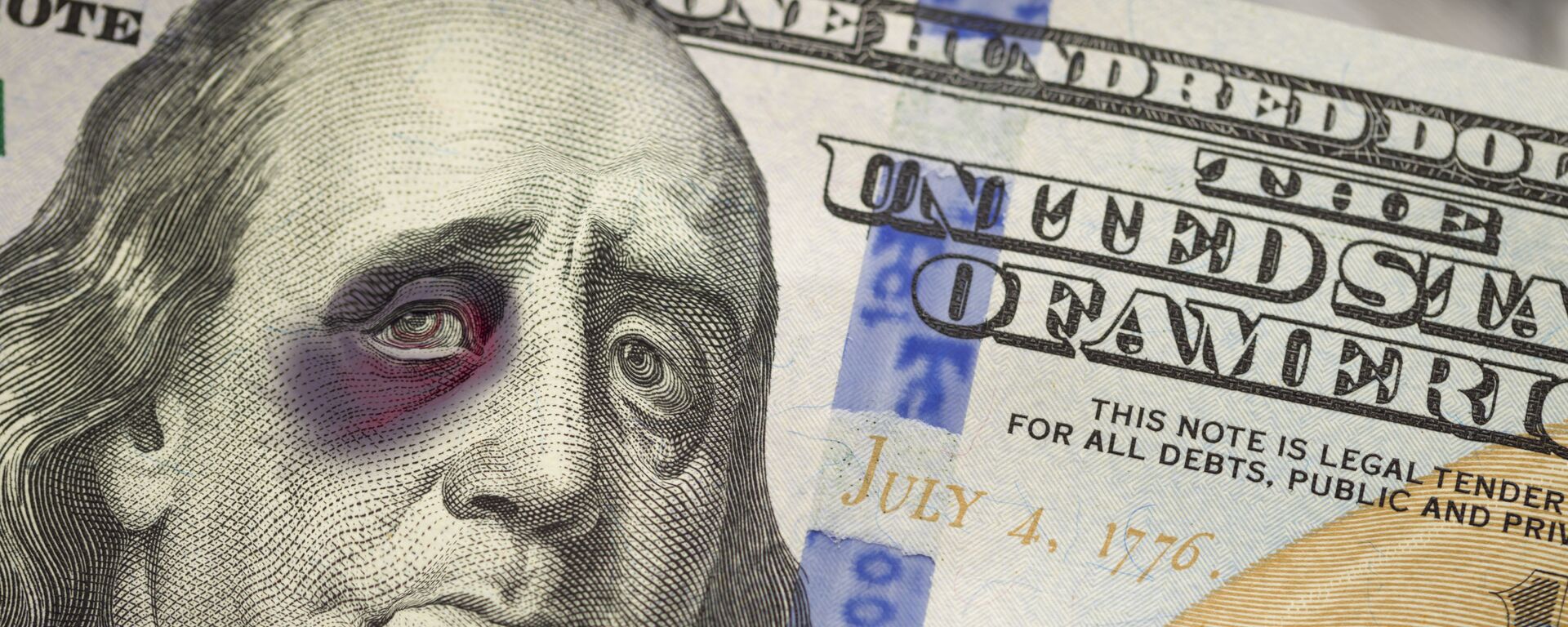Изображение Бенджамина Франклина с подбитым глазом на банкноте номиналом сто долларов США - اسپوتنیک افغانستان  , 1920, 02.05.2023