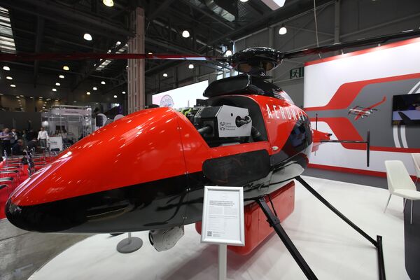 هلیکوپتر باری بدون سرنشین Aeromax SH-750 در نمایشگاه بین المللی صنعت هلیکوپتر HeliRussia 2023 در مرکز نمایشگاه بین المللی &quot;Crocus Expo&quot;. - اسپوتنیک افغانستان  
