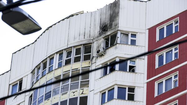 Пострадавший в результате атаки беспилотника жилоой дом в Москве - اسپوتنیک افغانستان  