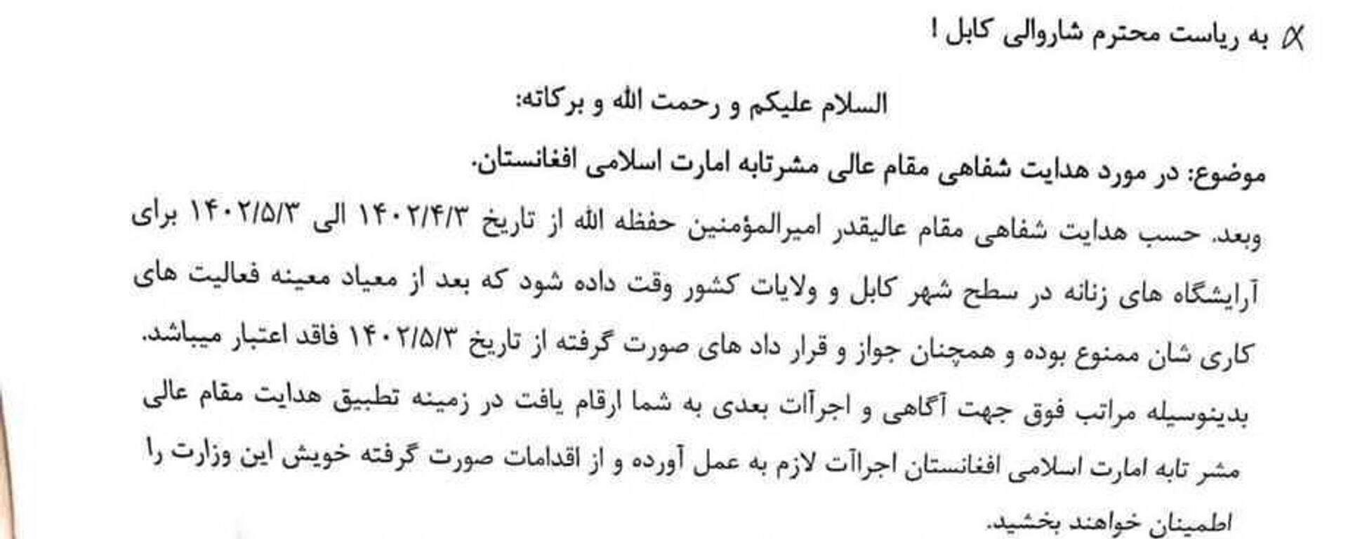 طالبان بانوان را بیشتر به تنگنا قرار دادند/ رهبر طالبان فرمان بستن آرایشگاه های بانوان را صادر کرد - اسپوتنیک افغانستان  , 1920, 02.07.2023