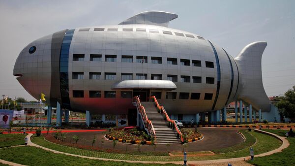 Здание Национального совета по развитию рыболовства, спроектированное в форме рыбы, в Хайдарабаде, Индия - اسپوتنیک افغانستان  