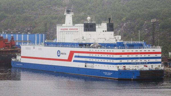 The world's first floating nuclear power plant (NPP) Akademik Lomonosov is pictured at the port of Murmansk, Russia.  - اسپوتنیک افغانستان  
