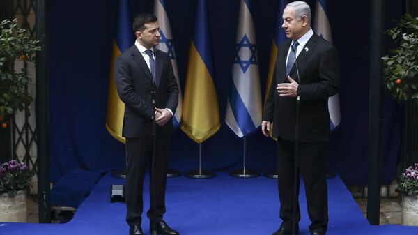 Президент Украины Владимир Зеленский и премьер-министр Израиля Биньямин Нетаньяху в Иерусалиме - اسپوتنیک افغانستان  