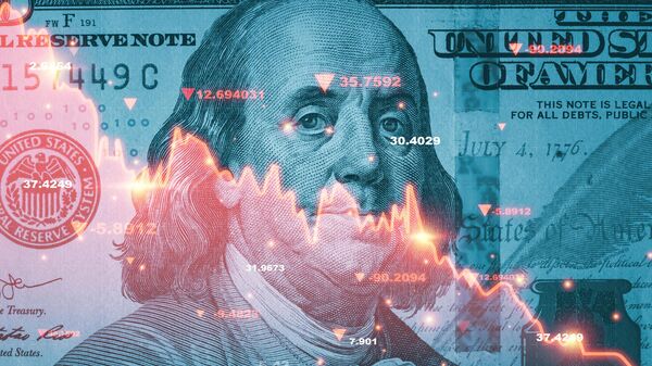 График падения фондового рынка на фоне банкноты доллара США - اسپوتنیک افغانستان  