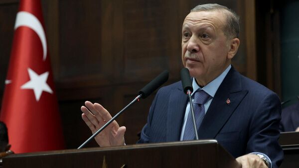 Президент Турции Реджеп Тайип Эрдоган выступает с речью на Великом национальном собрании Турции в Анкаре - اسپوتنیک افغانستان  