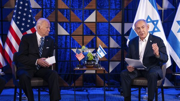 Президент Джо Байден на встрече с премьер-министром Израиля Биньямином Нетаньяху - اسپوتنیک افغانستان  