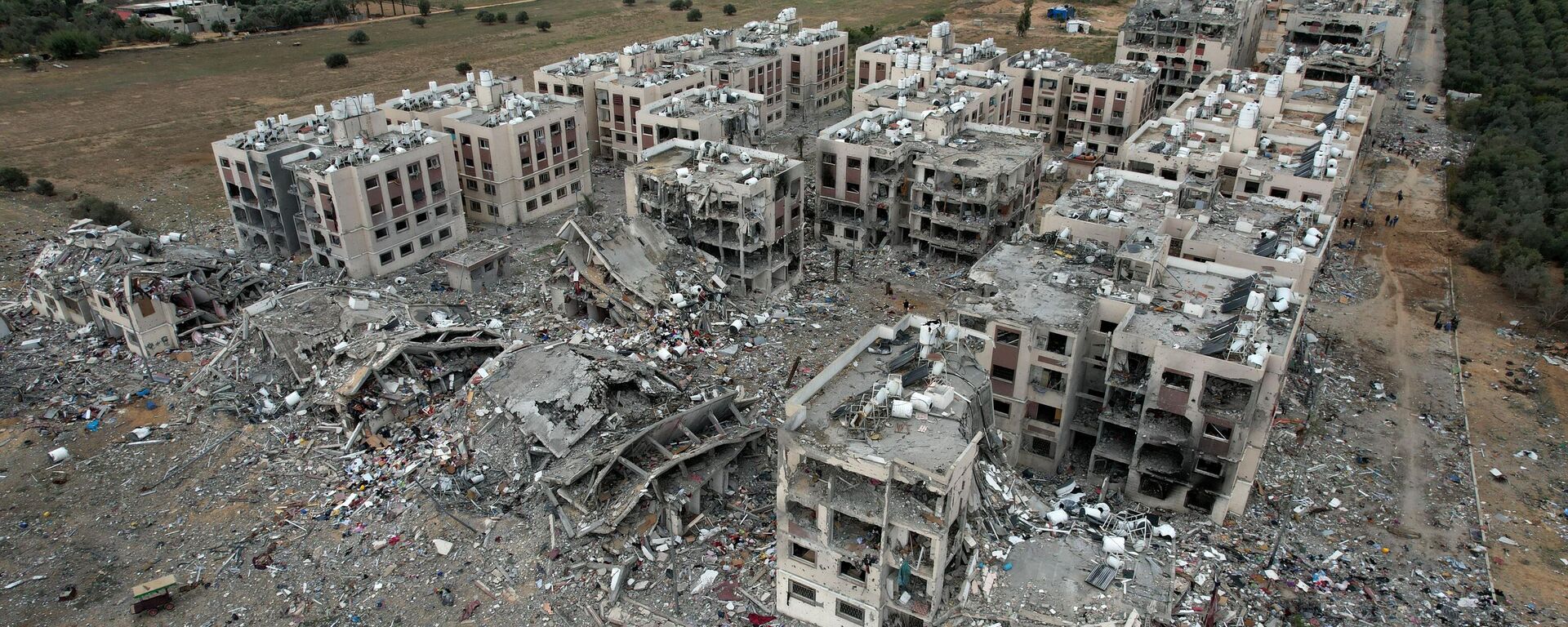 Вид с воздуха на разрушения, вызванные израильскими ударами в Вади-Газа, в центральной части сектора Газа - اسپوتنیک افغانستان  , 1920, 30.11.2023