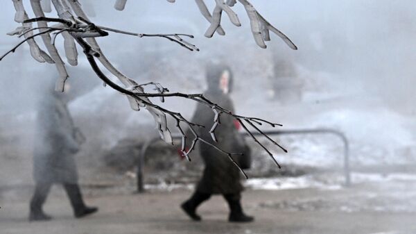 Прохожие в морозный день на улице в Москве - اسپوتنیک افغانستان  