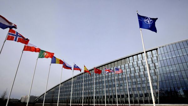 Флаги стран-членов НАТО у штаб-квартиры организации в Брюсселе  - اسپوتنیک افغانستان  