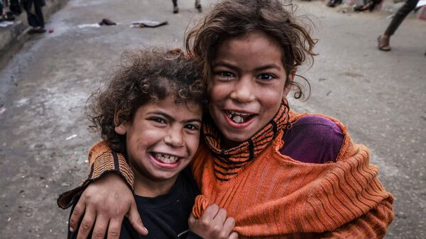 کودکان در اردوگاهی در شهر رفح در نوار غزه - اسپوتنیک افغانستان  