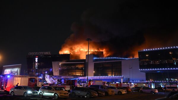 Возгорание в концертном зале Крокус Сити Холл, где произошла стрельба - اسپوتنیک افغانستان  